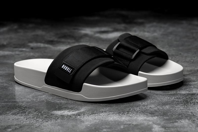 Black Nobull Ivory Adjustable Men's Slides | CA Q1193M